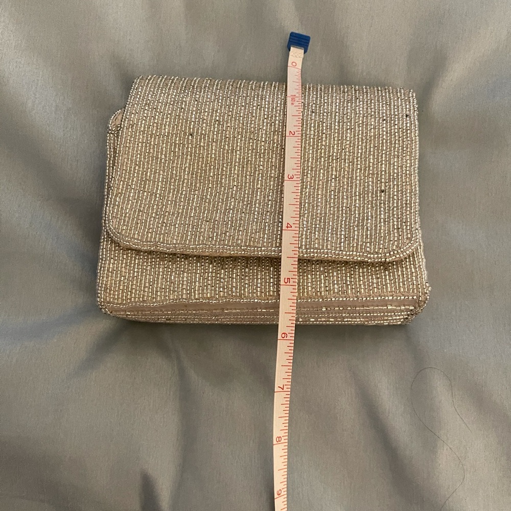 Silver evening bag with shoulder strap